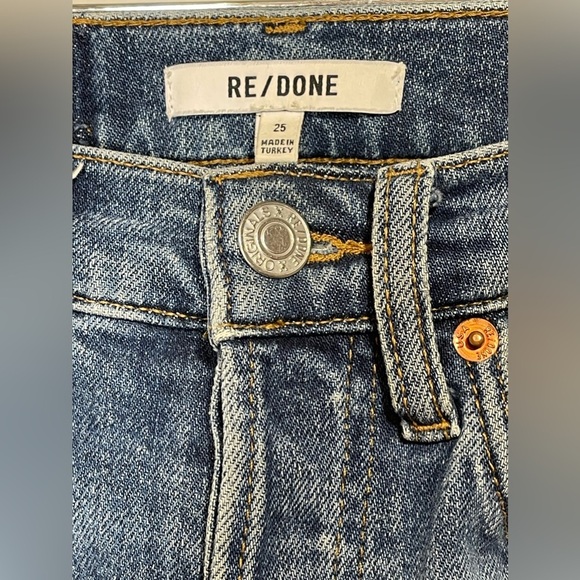 RE/DONE Jeans Women’s Size 25 90s High Rise Ankle Crop in Dusk Destroy - Picture 6 of 12